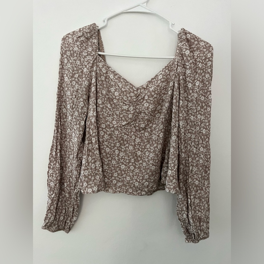 Altar'd State Brown Floral Blouse